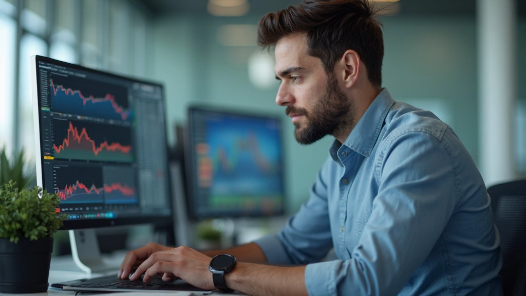 Фото трейдера, анализирующего данные в режиме реального времени