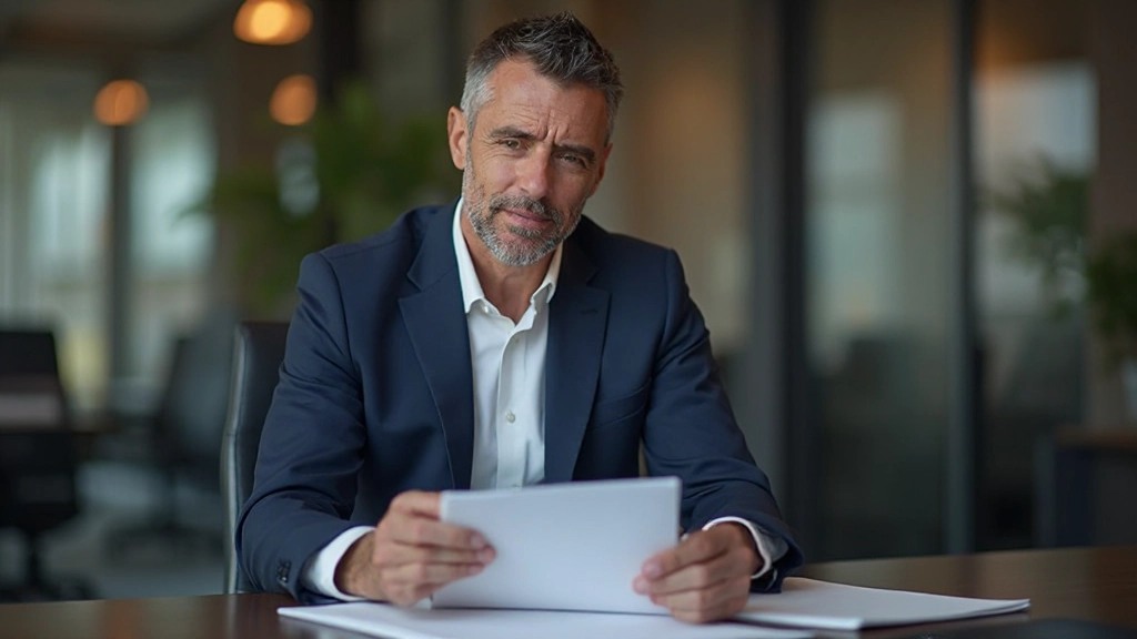 Профессиональное фото консультанта по инвестициям с документами анализа