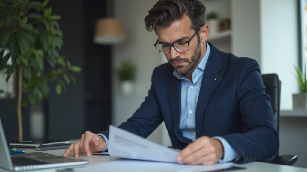 Профессиональный инвестор изучает портфель акций и облигаций на экране