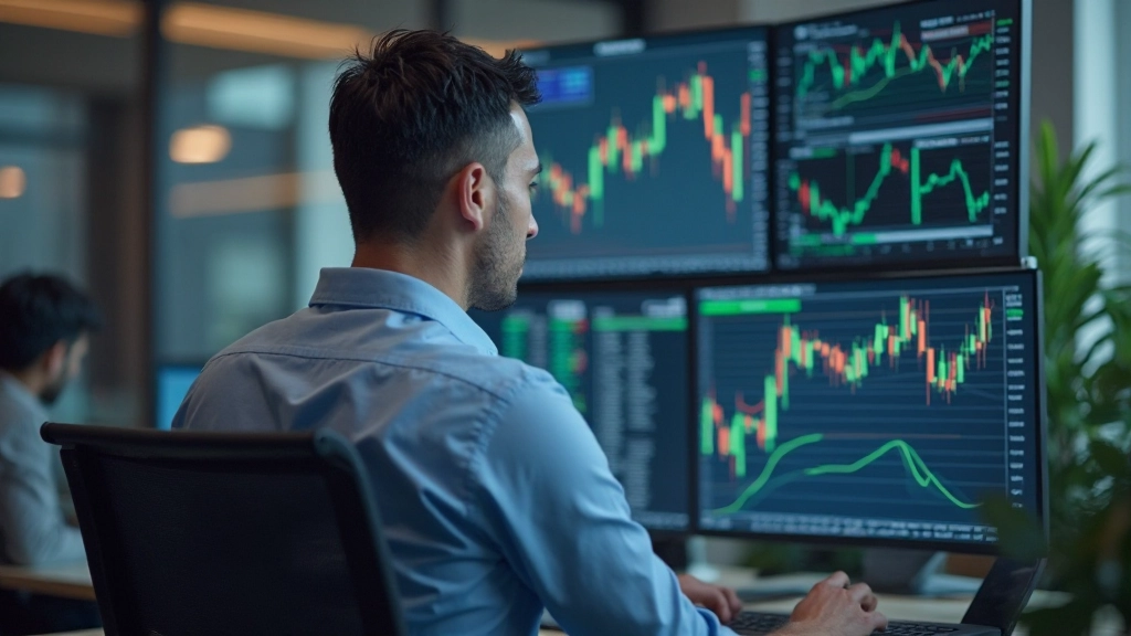 Профессиональное фото торговца опционами с графиком цены