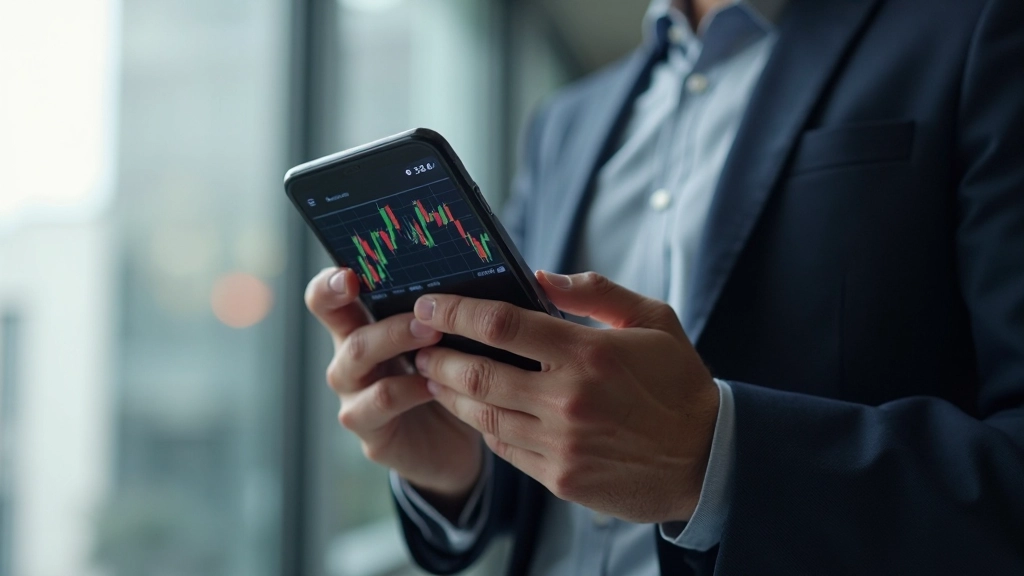 Экран мобильного приложения для торговли с графиком и торговыми инструментами