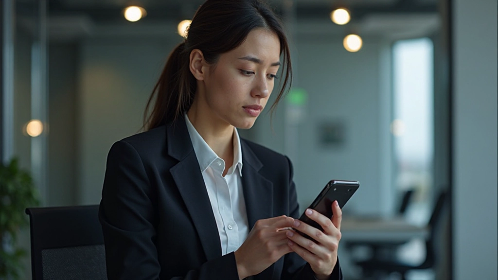 Трейдер анализирует данные на экране мобильного устройства в офисе